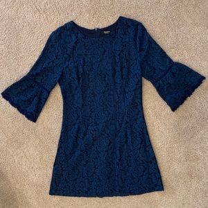 navy lace shift dress